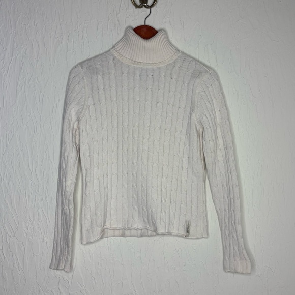 Ralph Lauren Sweaters - Ralph Lauren Polo Jeans Cable Knit White Turtleneck Cotton Sweater Size Large